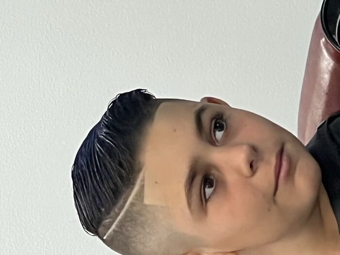 Kids' high skin fade with a side-part slick back, Ricky's Style Barbershop, Royal Palm Beach