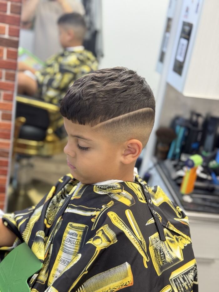 Kids' textured crop with a mid fade and blunt fringe, Royal Palm Beach FL
